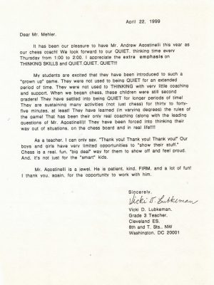 1999-04-22 Letter FR Vicki Lubkeman, Cleveland ES