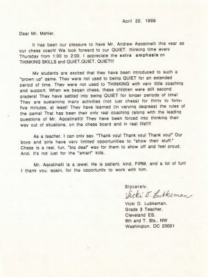 1999-04-22 Letter FR Vicki Lubkeman, Cleveland ES