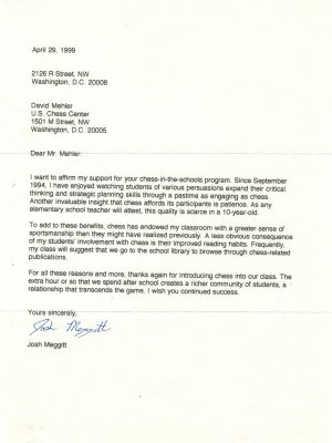 1999-04-29 Letter FR Josh Meggitt