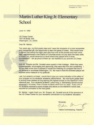 1999-06-14 Letter FR Valera Commissiong, MLK Jr ES
