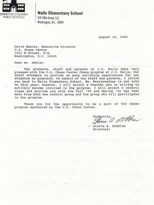1999-08-30 Letter FR Gloria Dobbins, Nalle ES